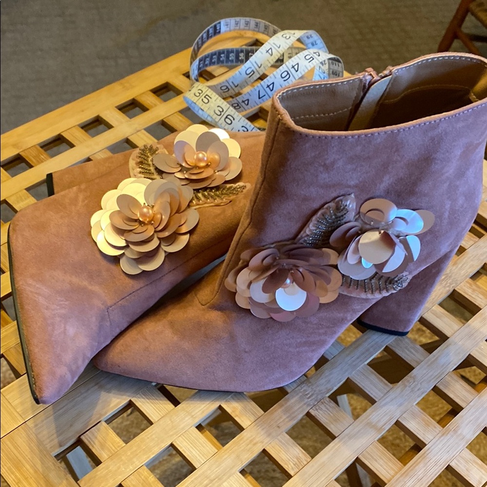 Floral Embellished Ankle Boots